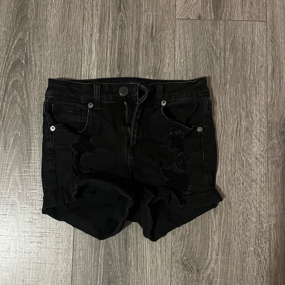 aeropostale black ripped jean shorts